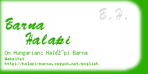 barna halapi business card